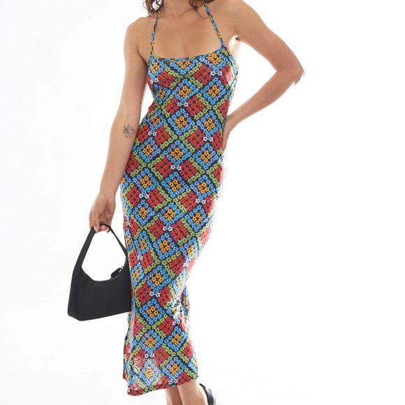 Fashion Brand Company Dresses & Skirts - Floral Plaid Mesh Revenge Midi Dress - sold out / no restock on website